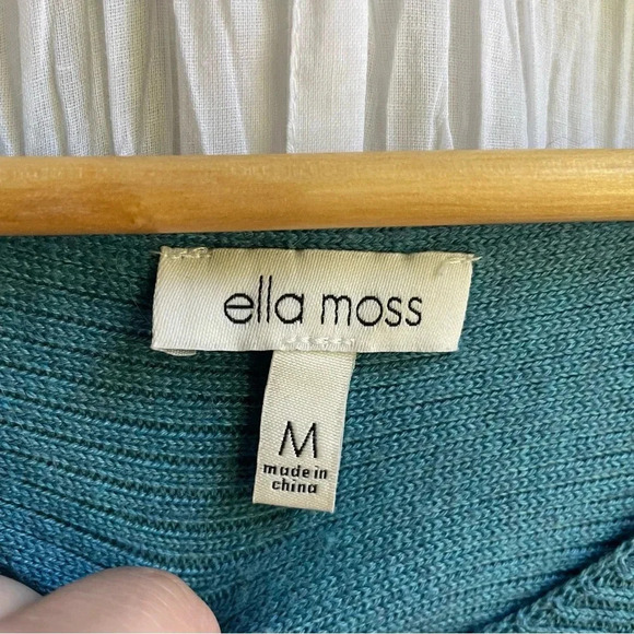 Ella Moss Blue Ribbed Long Sleeve Sweater, M - Picture 3 of 11